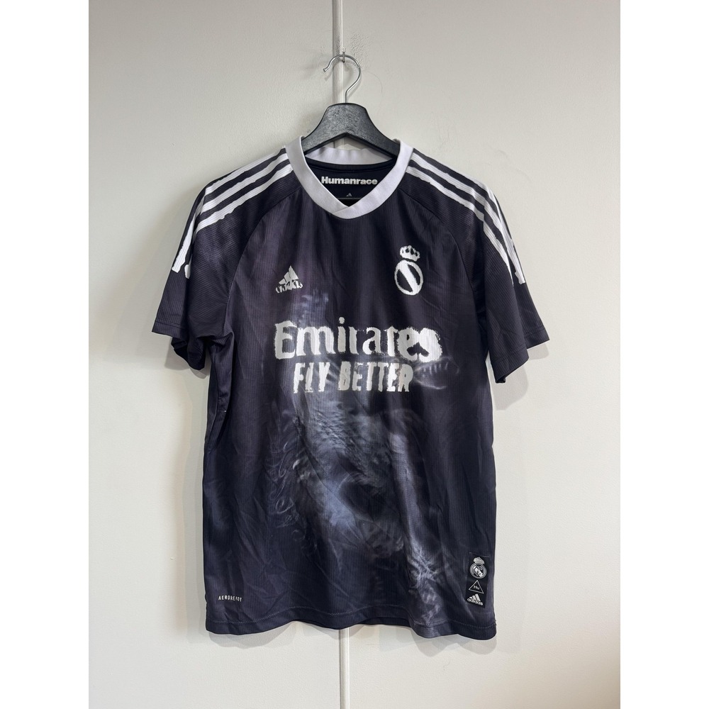 Real Madrid Jersey Shirt Mens Medium Black Soccer Adidas Humanrace Emirates